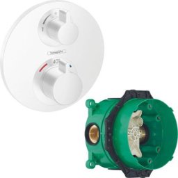 Hansgrohe - Lot Facade pour mitigeur et inverseur blanc mat + Corps encastré universel Ibox