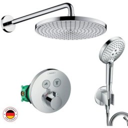 Hansgrohe - Lot robinet douche encastré thermostatique + Douche de tête Raindance s, Design rond