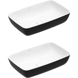 Vasque rectangle a poser Villeroy et Boch Artis - Coal Black + Vasque rectangle a poser Villeroy et