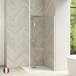 Kinedo - Paroi de douche profilé blanc en verre transparent Smart Design solo 70 + Mat sol-plafond