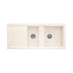 Evier cuisine Villeroy et Boch 1 cuve et demi Subway 80 116 x 51 cm avec egouttoir reversible Creme