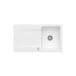 Evier cuisine 1 bac Villeroy et Boch Siluet 50 Stone White CeramicPlus - Avec vidage manuel