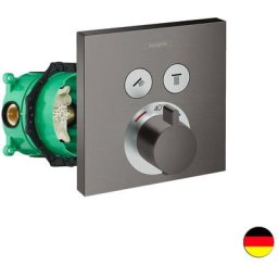 Hansgrohe - Lot Facade pour mitigeur thermostatique encastré avec 2 fonctions noir chromé brossé +