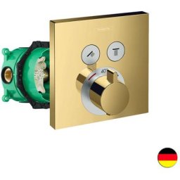 Hansgrohe - Lot Facade pour mitigeur thermostatique encastré avec 2 fonctions aspect doré poli +