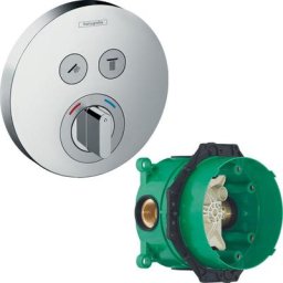 Hansgrohe - Lot Facade pour mitigeur mécanique encastré avec 2 fonctions chromé + Corps encastré