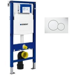 Bati support en applique Geberit Duofix Plus Up320 + Plaque de déclenchement blanche