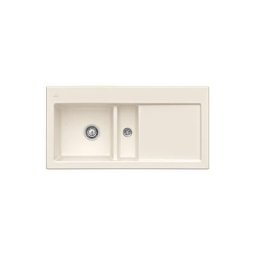 Evier cuisine Villeroy et Boch 1 cuve et demi Subway 60 100 x 51 cm egouttoir a droite Creme