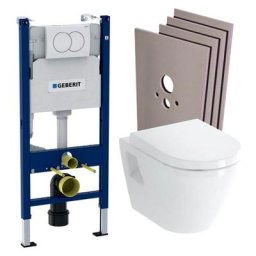 Geberit - Pack wc Bati-support Duofix + wc suspendu Vitra Integra + Abattant en Duroplast + Plaque