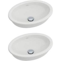 Lot de 2 vasques à encastrer Villeroy et Boch Loops & Friends, paroi extérieure émaillée, Ovale,