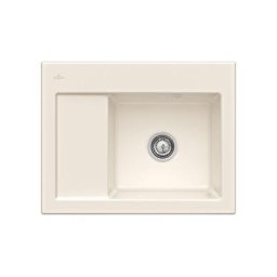 Evier cuisine Villeroy et Boch 1 bac Subway 45 Compact 65 x 51 cm egouttoir a gauche Creme