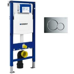 Bati support en applique Geberit Duofix Plus Up320 + Plaque de déclenchement chromée