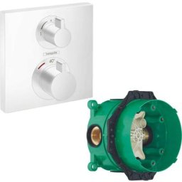 Hansgrohe - Lot Facade pour mitigeur et inverseur blanc mat + Corps encastré universel Ibox