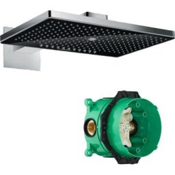 Hansgrohe - Douche de tête 460 3jet avec bras de douche noir/chromé + Corps encastré universel pour
