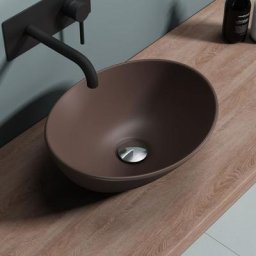 Sogood Lavabo vasque à poser café mat 42cm lave main ovale Bruxelles205 42x34x14,5cm - Café mat