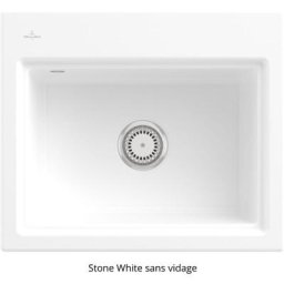 Subway Style 60 s Évier à encastrer, inclus Vidage manuel, en Céramique, 600 x 510 mm, Stone White