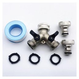 2-Voies Y-Distributeur, Adaptateur Tuyau Arrosage en Laiton de 3/4, Robinet Double Machine a Laver,