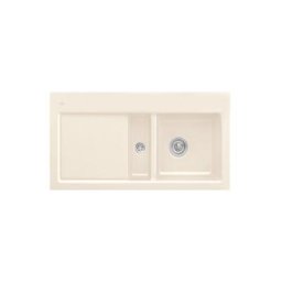 Evier cuisine Villeroy et Boch 1 cuve et demi Subway 60 100 x 51 cm egouttoir a gauche Creme