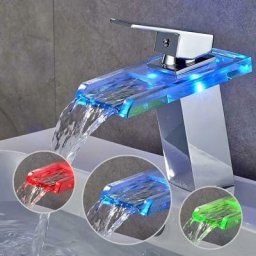 Robinets de salle de bain à led robinet rgb cascade évier bassin robinet cascade mitigeur éclairage