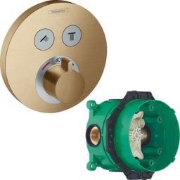 Hansgrohe - Lot Facade pour mitigeur thermostatique encastré avec 2 fonctions bronze brossé + Corps