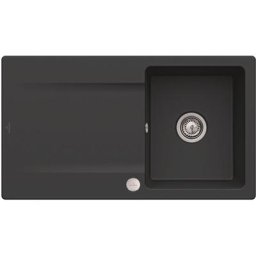 Evier cuisine 1 bac Villeroy et Boch Siluet 50 Ebony CeramicPlus - Avec vidage manuel