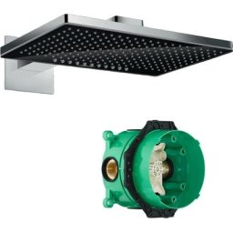 Hansgrohe - Douche de tête 460 2jet avec bras de douche noir/chromé + Corps encastré universel pour