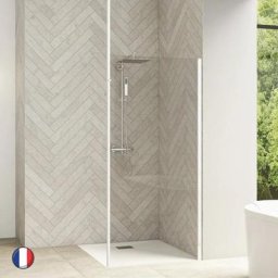 Kinedo - Paroi de douche profilé blanc en verre transparent Smart Design solo 80 + Mat sol-plafond