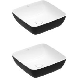 Vasque carree a poser Villeroy et Boch Artis - Coal Black + Vasque carree a poser Villeroy et Boch