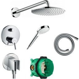 Douche tête + Facapour Mtg bain/douche + cp encast universel + Douchette + Flexible +