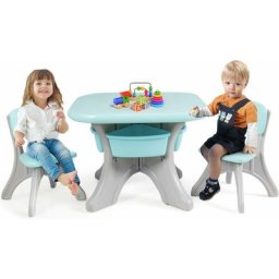 Ensemble de Table et 2 Chaises pour Enfants, Set 1 Table et 2 Chaises, 4 Paniers de Rangement en