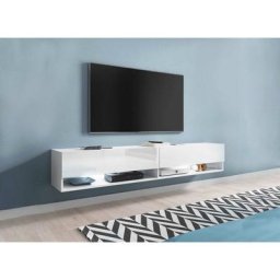 Deco In Paris - Meuble tv suspendu 2 portes 2 niches blanc romane xxl - 180 cm - blanc