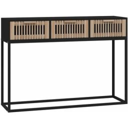 Table console noir 105x30x75 cm bois d'ingénierie et fer Vidaxl Black