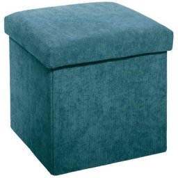 Pouf Pliable en Velours Côtelé Bleu Atmosphera créateur d'intérieur - Bleu