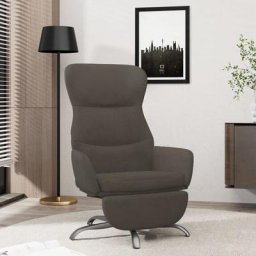 Chaise de relaxation Fauteuil relax - et repose-pied Gris foncé Tissu microfibre BonneVie-58383