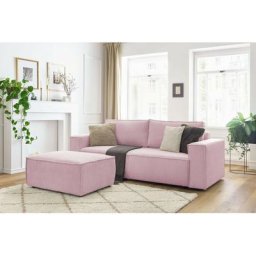 Canapé droit convertible Bobochic Canapé droit convertible coffre nihad velours côtelé avec pouf