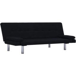 Vidaxl - Canapé-lit avec deux oreillers Noir Polyester Black