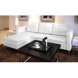 Canapé Relax Salon - Moderne Canapé sectionnel à 3 places Cuir synthétique Blanc,188x122x77 cm