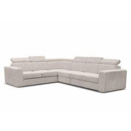 Canapé d'angle convertible et réversible en velours côtelé beige MERYL XL - beige