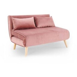 Banquette convertible 2 places en velours rose tonka - rose