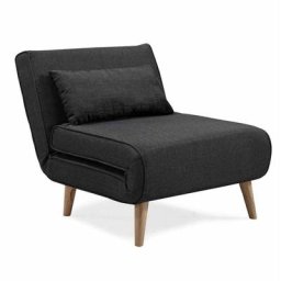 Fauteuil convertible en tissu gris anthracite tonka - noir