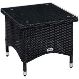 Table d'appoint carrée en verre Plateau de table en poly rotin, choix de modèles et de couleurs
