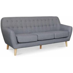 Canapé scandinave 3 places tissu gris viky - gris