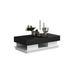 Table Basse Extensible Multifonctionnelle, Haute Brillance Blanc/ Noir - Liberté