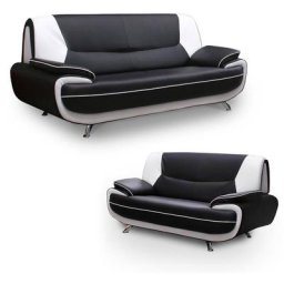 Canapé 3+2 places design noir et blanc marita - noir blanc