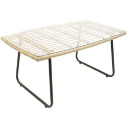 Table basse tissé Subaraya - Beige et noir - l 95 x h 42 x p 55 cm - Livraison gratuite - Beige