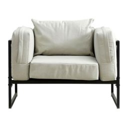 Clipop - Fauteuil de Salon de Luxe en Simili Cuir Vert avec Cadre en métal Robuste et Oreiller,Beige