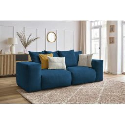 Canapé modulable BOBOCHIC - Canapé droit fixe modulable ultra moelleux VOLTAIRE Bleu foncé - Bleu