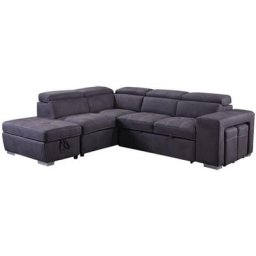 Canapé d'angle convertible en tissu gris davon - angle gauche - gris
