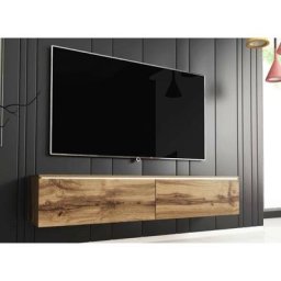 Deco In Paris - Meuble tv contemporain en chêne avec led 2 portes malorie - 140 cm - bois clair