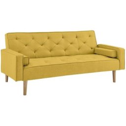 Canapé clic clac en tissu jaune avec pieds en bois jakarta - jaune