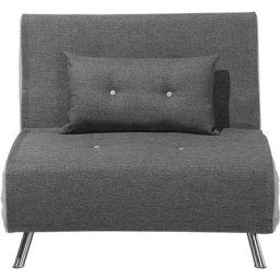 Canapé Type Chauffeuse en Tissu Gris Foncé Convertible en Lit Confortable et Fonctionnel pour Salon